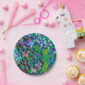 水色、紫、青の多肉性のセダムの花 ペーパープレート (パーティー)