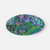 水色、紫、青の多肉性のセダムの花 ペーパープレート (アングル)