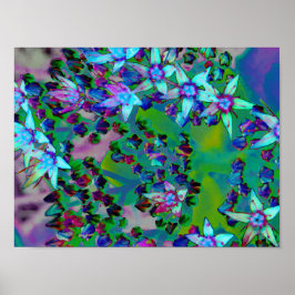 水色、紫、青の多肉性のセダムの花 ポスター