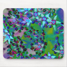水色、紫、青の多肉性のセダムの花 マウスパッド