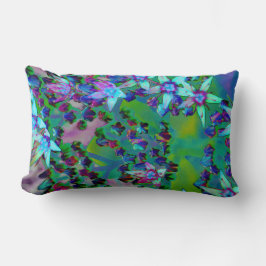 水色、紫、青の多肉性のセダムの花 ランバークッション