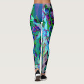 水色、紫、青の多肉性のセダムの花 レギンス (裏面)