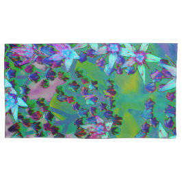 水色、紫、青の多肉性のセダムの花 枕カバー