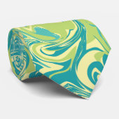 水色、緑、黄色の大理石の渦巻きタイ ネクタイ (ロール)