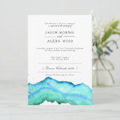 水色（青） |エレガントな結婚式 招待状 (スタンド正面)