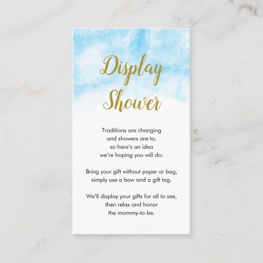 水色(青) |赤ちゃんシャワーカードの表示 エンクロージャーカード (正面)