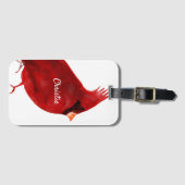 水色(鳥)ショウジョウコウカンチョウ深いリッチ赤い飽和 ラゲッジタグ (正面横)