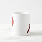 水色(鳥)ショウジョウコウカンチョウ深い濃赤色サキュレートカスタム コーヒーマグカップ (中央)