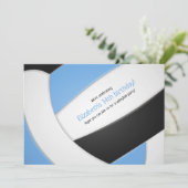 水色 黒 バレーボール 女の子の誕生日 招待状 (スタンド正面)