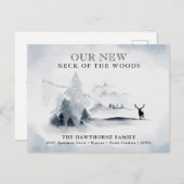 水色「Neck of the Woods」の新しい住所 案内ポストカード (正面/裏面)