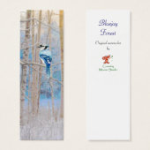 水色Bluejay Bird in Forest Bird BookMark (正面&裏面)