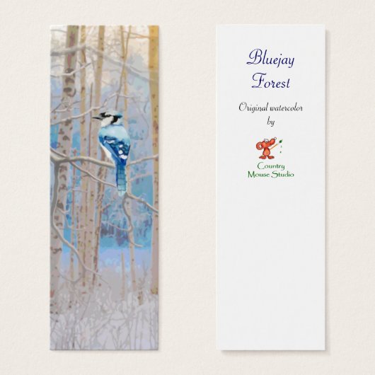 水色Bluejay Bird in Forest Bird BookMark (正面&裏面)