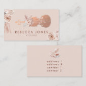 水色bohoフローラバイオリンビジネスカード 名刺 (正面/裏面)