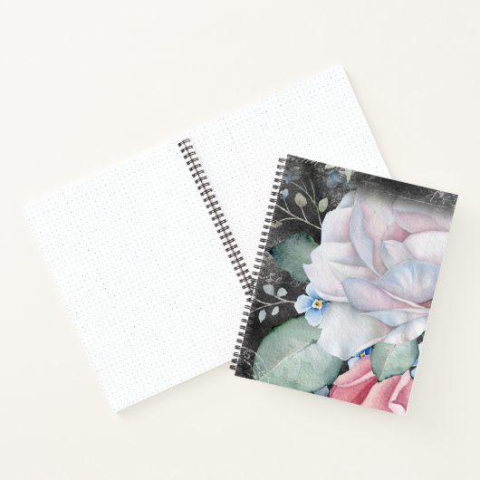 水色Chalkboardバラ行頭文字 ノートブック (内部)