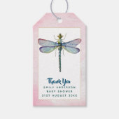 水色DRAGONFLYありがとう赤ちゃんシャワーPinkBlu ギフトタグ (正面)