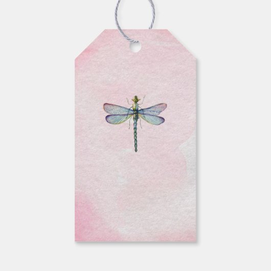 水色DRAGONFLYありがとう赤ちゃんシャワーPinkBlu ギフトタグ (裏面)
