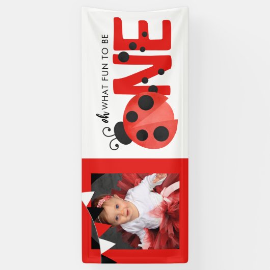 水色Ladybug Oh何おもしろいONE写真パーティー 横断幕 (縦)