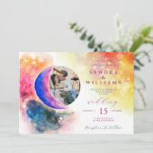 水色Over Moon Coule Photo グラデーション 結婚's 招待状 (スタンド正面)