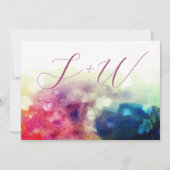 水色Over Moon Coule Photo グラデーション 結婚's 招待状 (裏面)