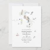 水色QRコーイタリアンド宛先ウェディング 招待状 (正面)