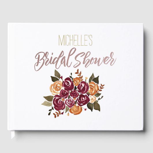 水色Winバラフローラと名前ブライダルシャワー ゲストブック (正面)