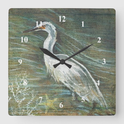 水芸術の中を歩く美しい海老 スクエア壁時計 (正面)