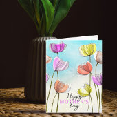 水芸術的色とインクのチューリップ母の日 カード