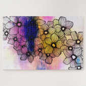 水芸術的色とインク咲き花 ジグソーパズル (横)