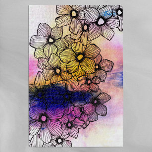 水芸術的色とインク咲き花 ジグソーパズル