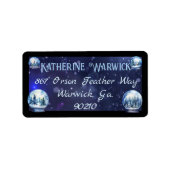 水芸術的色の冬の雪の球体 ラベル (正面)