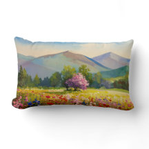 水芸術的色の山の風景ワイルドフラワー