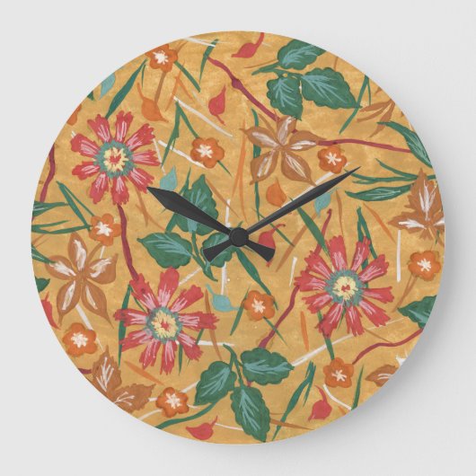 水芸術的色の花：カラフル背景。 ラージ壁時計 (正面)