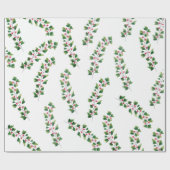 水芸術的色の赤と緑のベリーブランチ ラッピングペーパー (フラット)