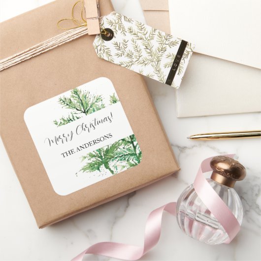 水芸術的色グリーンフォレスト スクエアシール (ギフト)