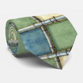水芸術的色ジオメトリブルーグリーン金ゴールド ネクタイ (ロール)
