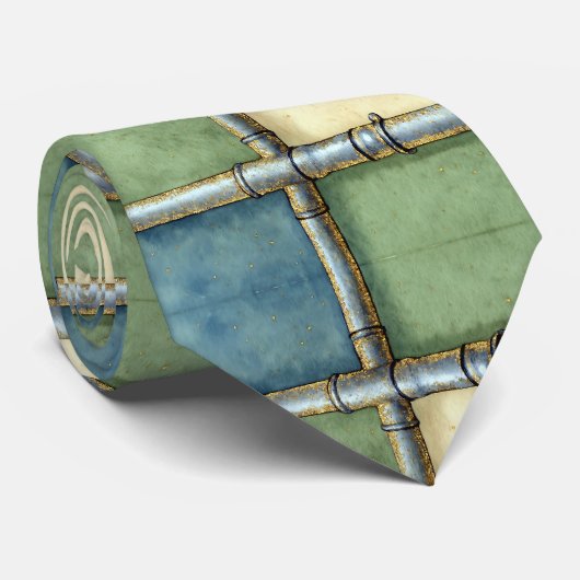 水芸術的色ジオメトリブルーグリーン金ゴールド ネクタイ (ロール)