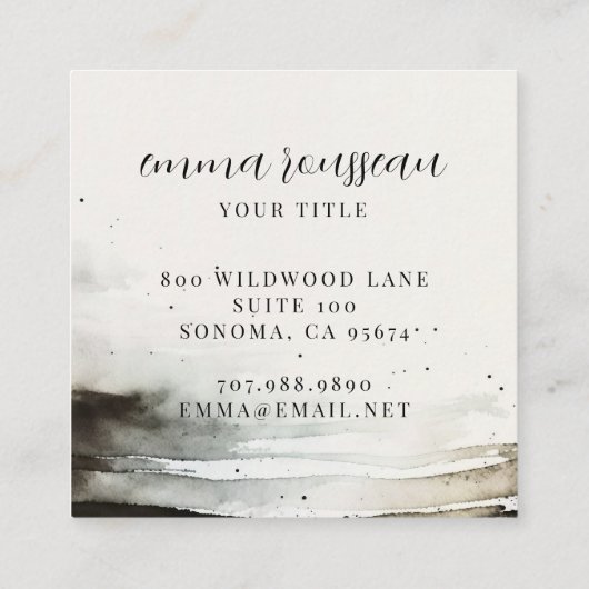 水芸術的色ジュエリー設計者抽象芸術 スクエア名刺 (裏面)