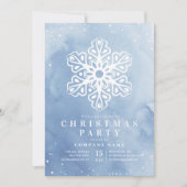 水芸術的色スノーフレークブルークリスマスパーティー 招待状 (正面)