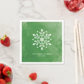 水芸術的色スノーフレーク緑のクリスマス スタンダードカクテルナプキン (インサイチュ)