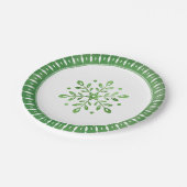 水芸術的色スノーフレーク緑のクリスマス ペーパープレート (アングル)