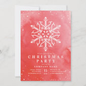 水芸術的色スノーフレーク赤クリスマスパーティー 招待状 (正面)