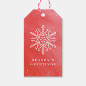 水芸術的色スノーフレーク赤クリスマス ギフトタグ (正面)