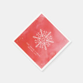 水芸術的色スノーフレーク赤クリスマス スタンダードカクテルナプキン (角)