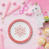 水芸術的色スノーフレーク赤クリスマス ペーパープレート (パーティー)