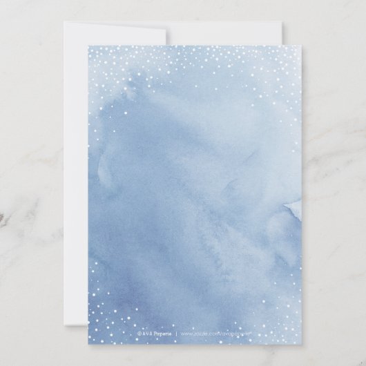 水芸術的色スノーフレーク青クリスマスカード 招待状 (裏面)