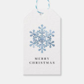水芸術的色スノーフレーク青クリスマス ギフトタグ (正面)