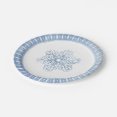 水芸術的色スノーフレーク青クリスマス ペーパープレート (アングル)