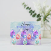 水芸術的色パステル葉インクマザーズデイ ポストカード (スタンド正面)