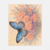 水芸術的色フローラバタフライフリースカスタム フリースブランケット (正面)