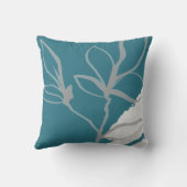 水芸術的色ボタニカル葉 |ターコイズ クッション (裏面)